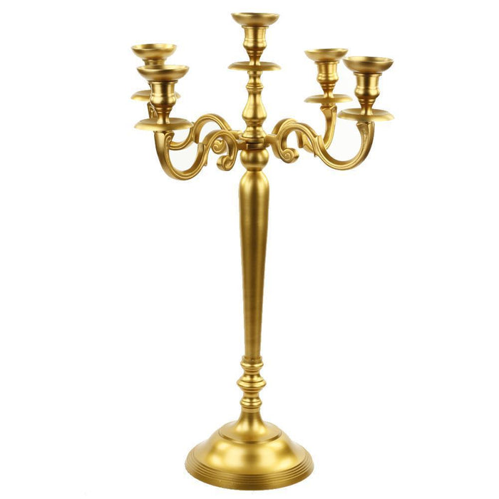 5-Arm Metal Candelabra Candle Holder Centerpiece-Set of 1-Koyal Wholesale-Gold-30"-