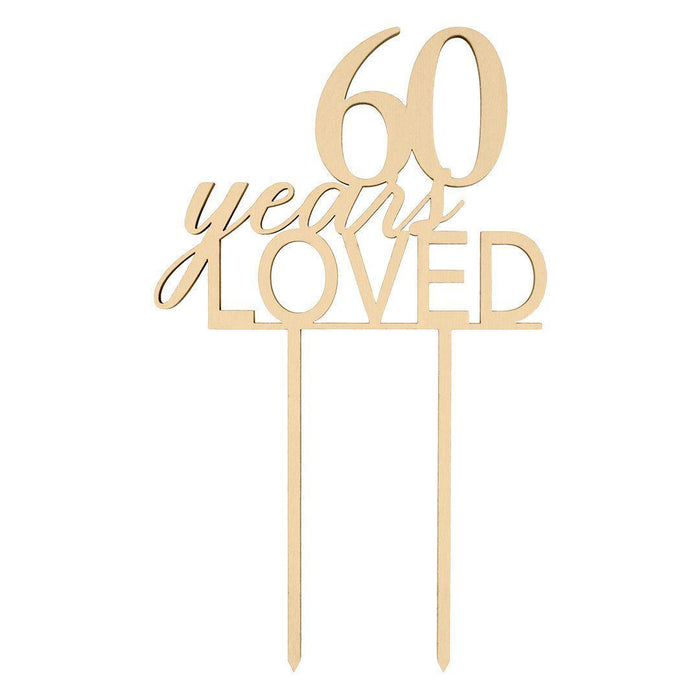 60 Years Loved Laser Cut Wood Cake Topper-Set of 1-Andaz Press-