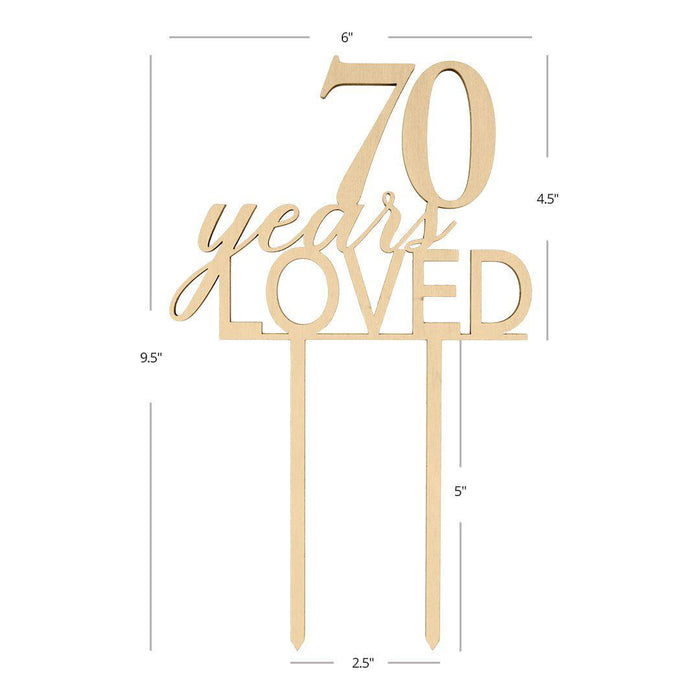 70 Years Loved Laser Cut Wood Cake Topper-Set of 1-Andaz Press-
