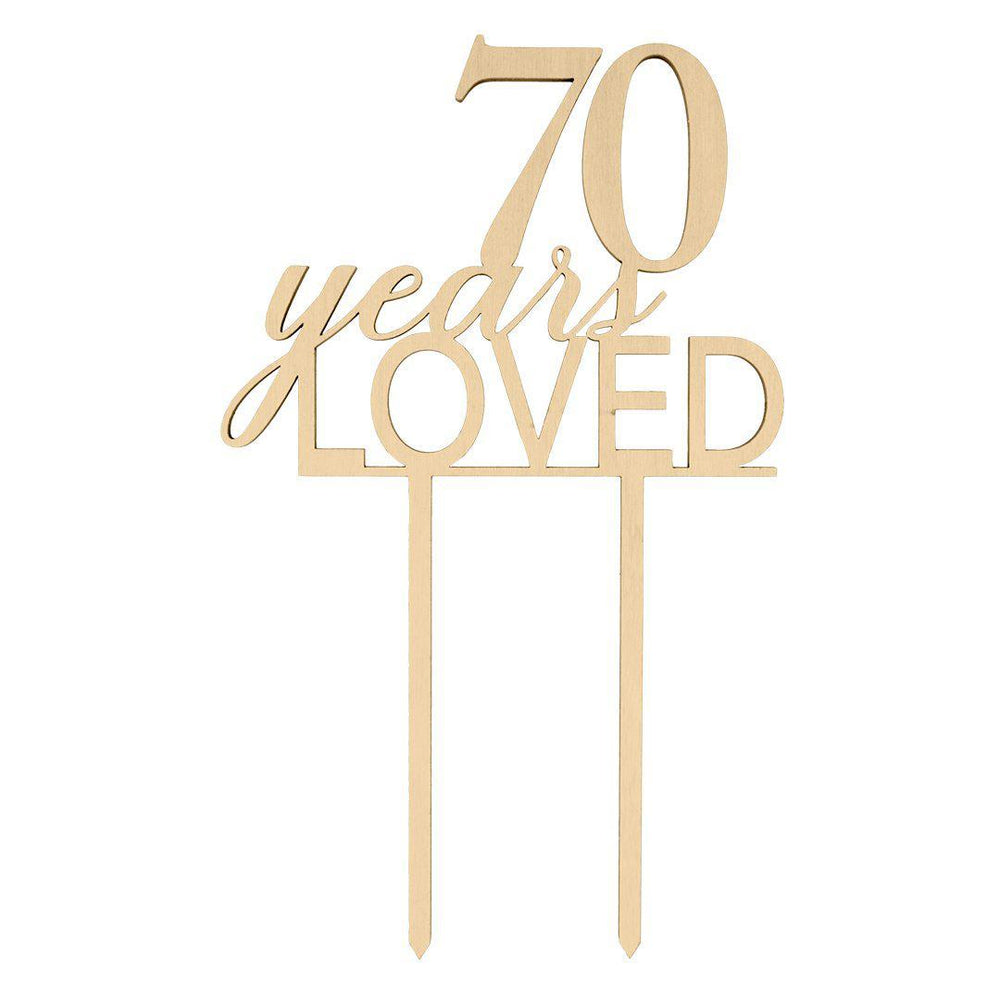 70 Years Loved Laser Cut Wood Cake Topper-Set of 1-Andaz Press-