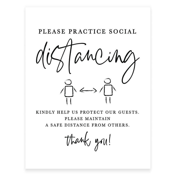 8.5 x 11 Inch Social Distance Wedding Party COVID Signs-Set of 1-Andaz Press-Mask-