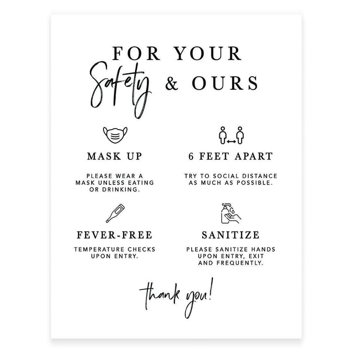 8.5 x 11 Inch Social Distance Wedding Party COVID Signs-Set of 1-Andaz Press-Mask-