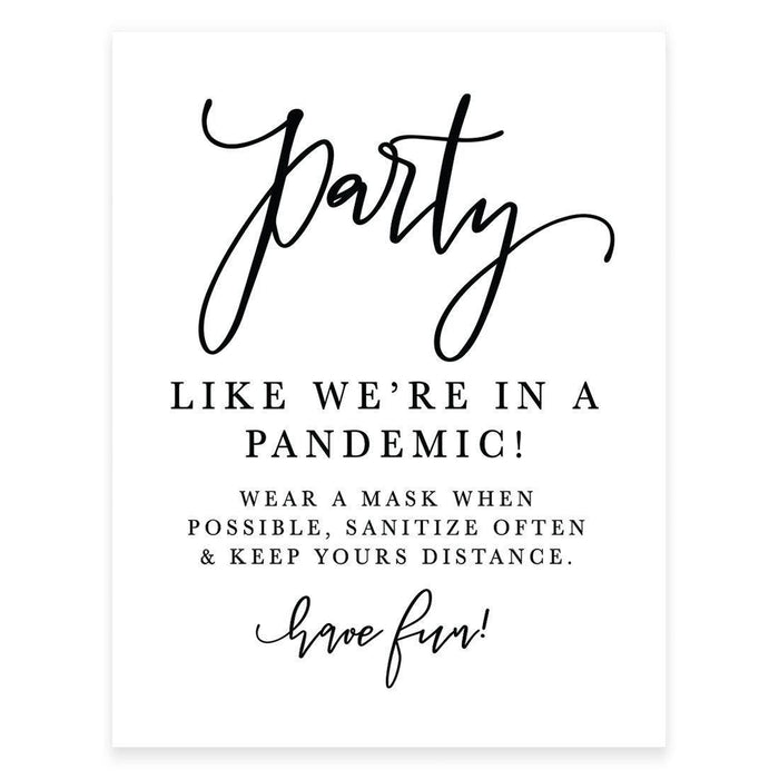 8.5 x 11 Inch Social Distance Wedding Party COVID Signs-Set of 1-Andaz Press-Mask-