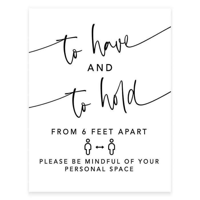 8.5 x 11 Inch Social Distance Wedding Party COVID Signs-Set of 1-Andaz Press-6 Feet Apart-