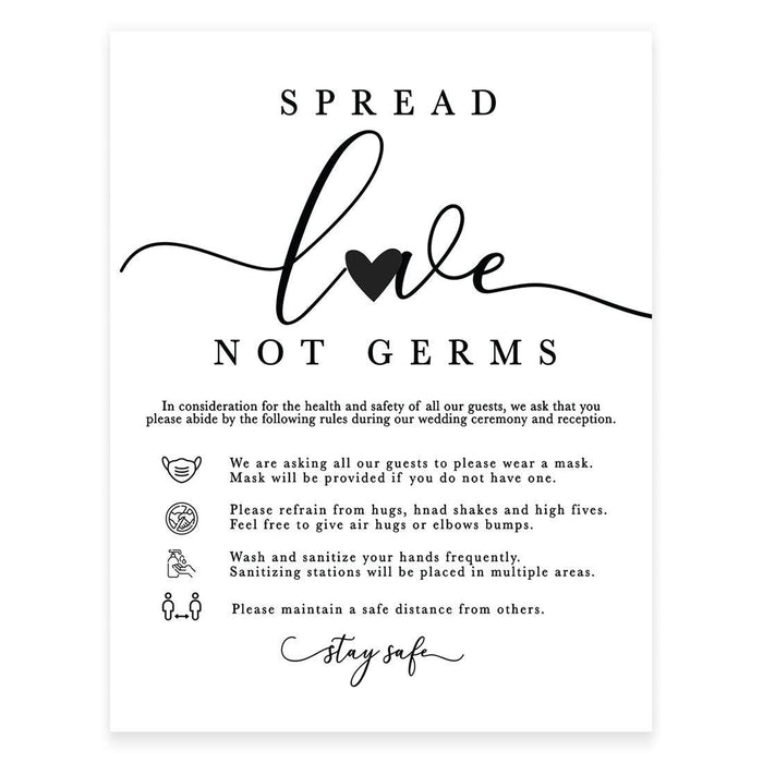 8.5 x 11 Inch Social Distance Wedding Party COVID Signs-Set of 1-Andaz Press-Germs-