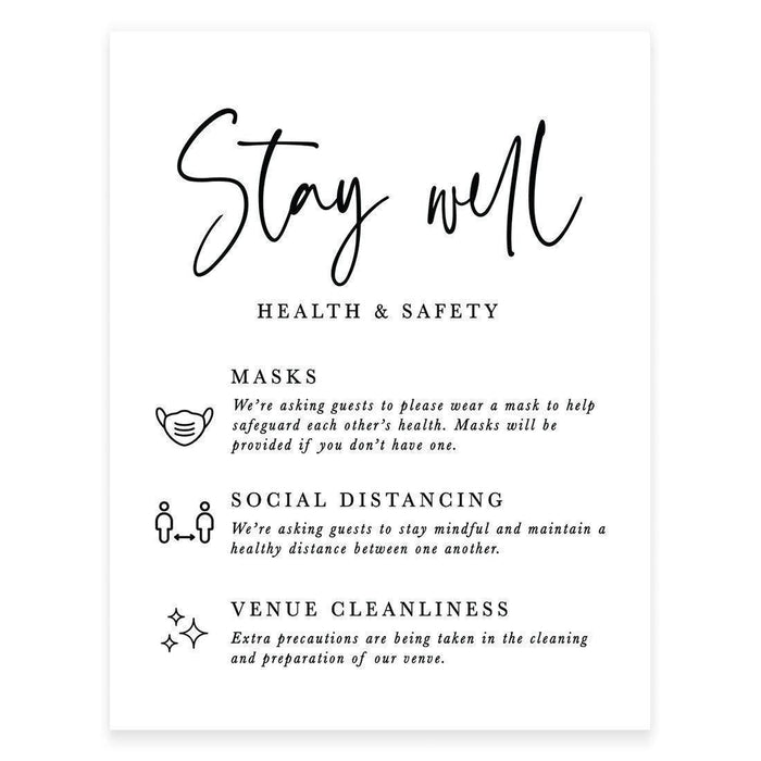 8.5 x 11 Inch Social Distance Wedding Party COVID Signs-Set of 1-Andaz Press-Health and Safety-