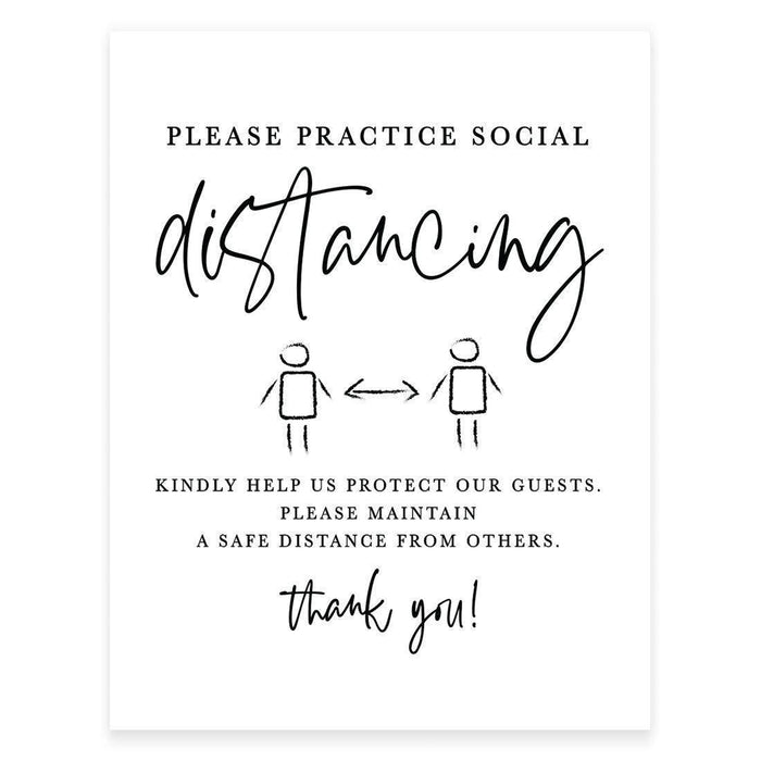 8.5 x 11 Inch Social Distance Wedding Party COVID Signs-Set of 1-Andaz Press-Please Practice Distancing-