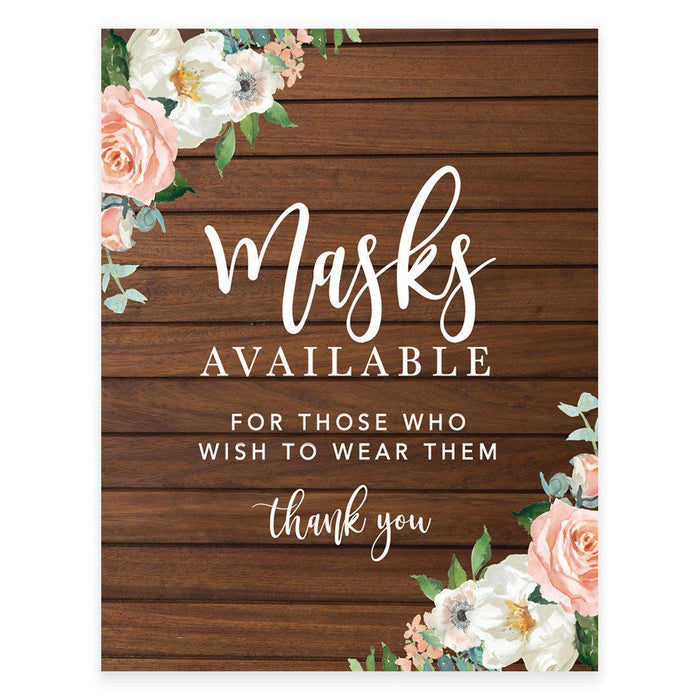 8.5 x 11 Inch Social Distance Wedding Party COVID Signs-Set of 1-Andaz Press-Rustic Wood-