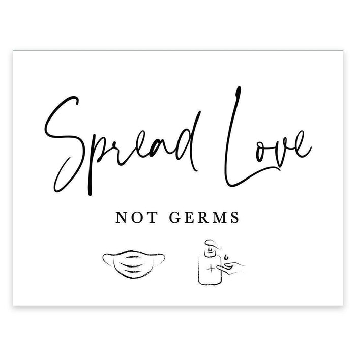 8.5 x 11 Inch Social Distance Wedding Party COVID Signs-Set of 1-Andaz Press-Spread Love Not Germs-
