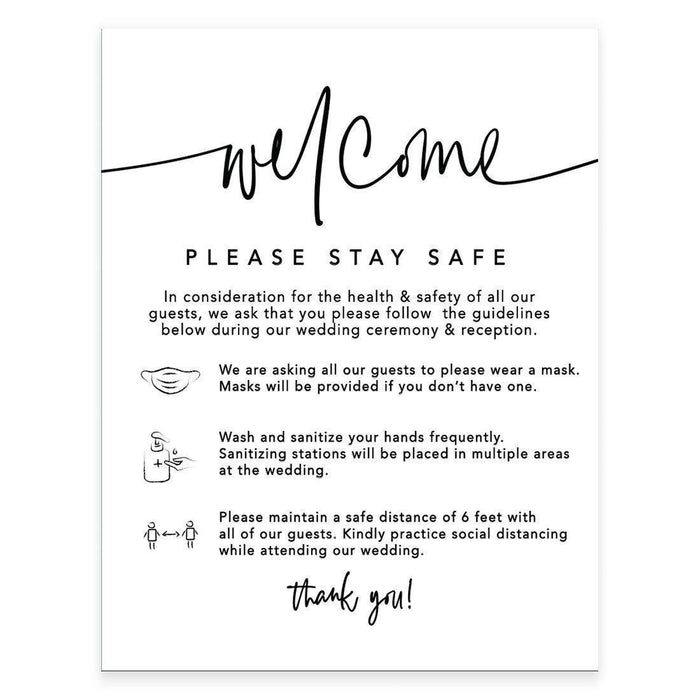 8.5 x 11 Inch Social Distance Wedding Party COVID Signs-Set of 1-Andaz Press-Stay Safe-