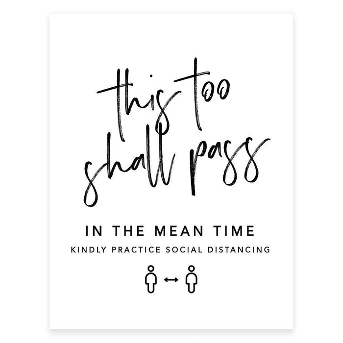 8.5 x 11 Inch Social Distance Wedding Party COVID Signs-Set of 1-Andaz Press-This Too Shall Pass-