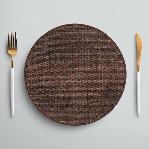 Acrylic Brown Wicker Woven Charger Plates-Set of 4-Koyal Wholesale-Brown-