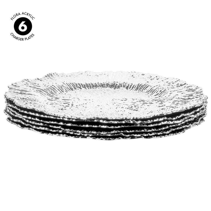 Acrylic Charger Plates Round Flora-Set of 6-Koyal Wholesale-Metallic Gold-