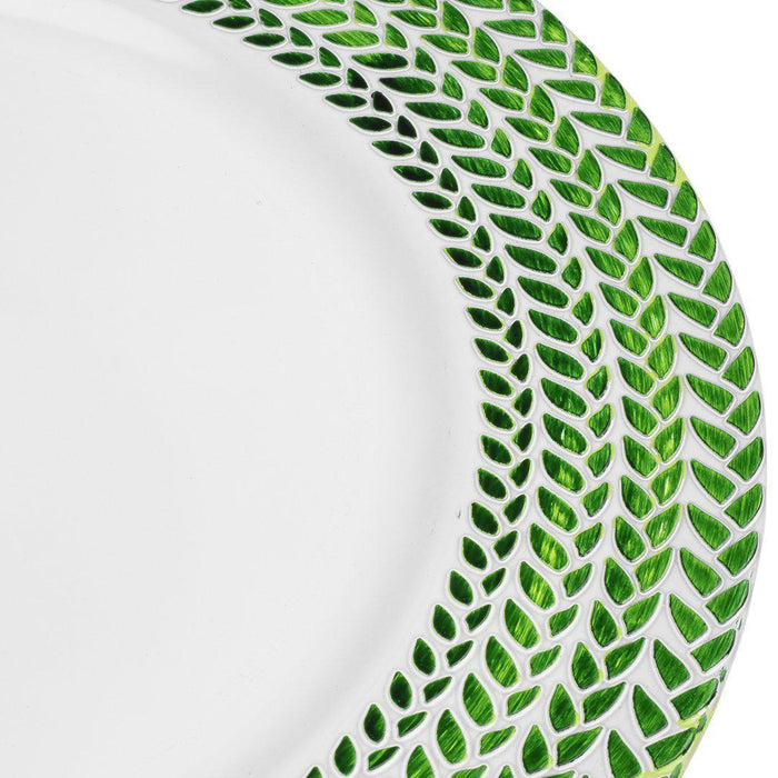 Acrylic Charger Plates Round Greenery Leaf Edge Design-Set of 4-Koyal Wholesale-Gold-