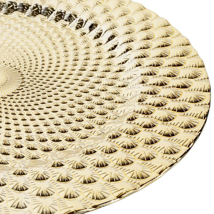 Acrylic Charger Plates Round Peacock-Set of 4-Koyal Wholesale-Metallic Gold-