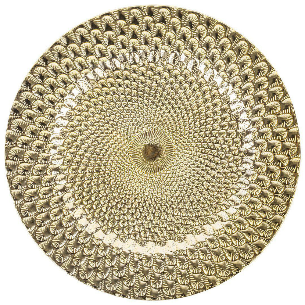 Acrylic Charger Plates Round Peacock-Set of 4-Koyal Wholesale-Metallic Gold-