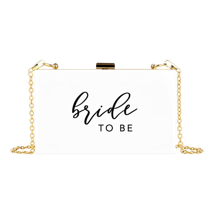 Acrylic Clutch Purse for Bride with Gold Removable Metal Chain - 7 Designs-Set of 1-Andaz Press-Mrs.-