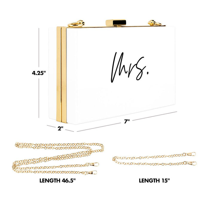 Acrylic Clutch Purse for Bride with Gold Removable Metal Chain - 7 Designs-Set of 1-Andaz Press-Mrs.-