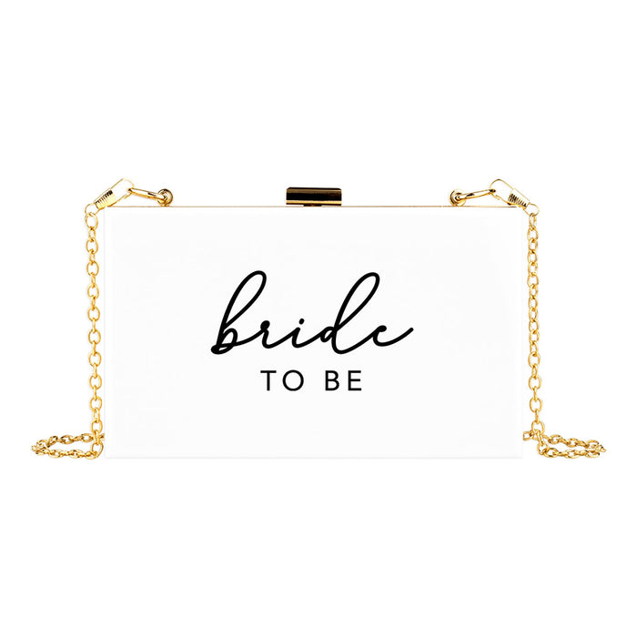 Acrylic Clutch Purse for Bride with Gold Removable Metal Chain - 7 Designs-Set of 1-Andaz Press-Mrs.-