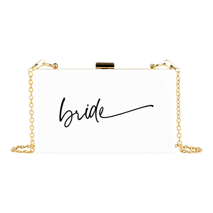 Acrylic Clutch Purse for Bride with Gold Removable Metal Chain - 7 Designs-Set of 1-Andaz Press-Bride-