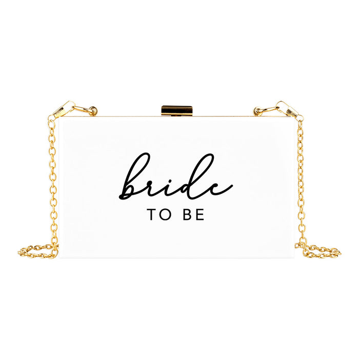 Acrylic Clutch Purse for Bride with Gold Removable Metal Chain - 7 Designs-Set of 1-Andaz Press-Bride To Be-
