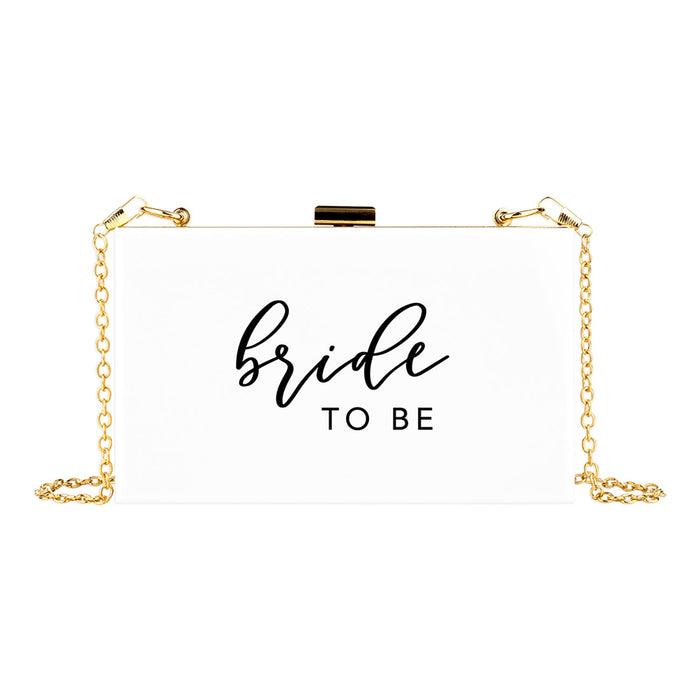 Acrylic Clutch Purse for Bride with Gold Removable Metal Chain - 7 Designs-Set of 1-Andaz Press-Modern Bride To Be-