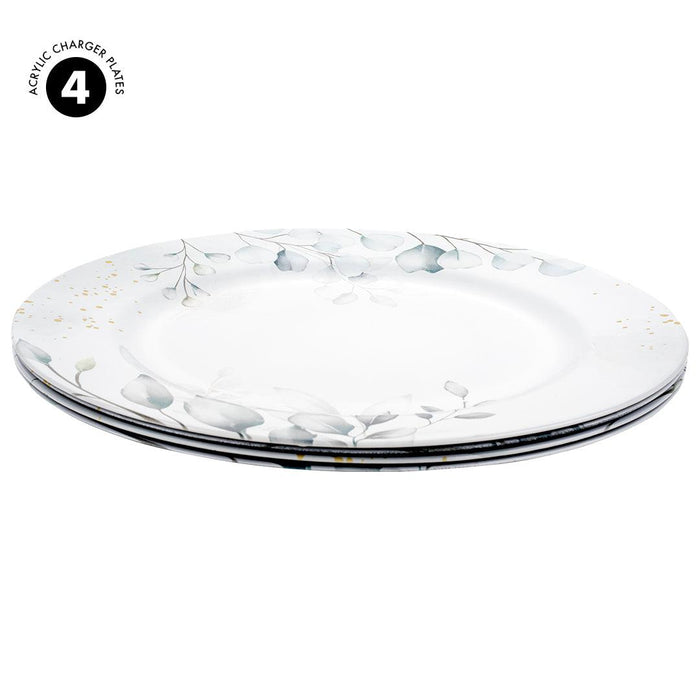 Acrylic Greenery Eucalyptus Charger Plates-Set of 4-Koyal Wholesale-