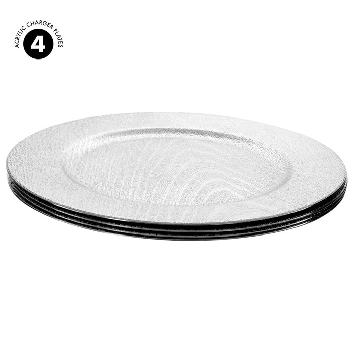 Acrylic Metallic Wood Charger Plates-Set of 4-Koyal Wholesale-Gold-