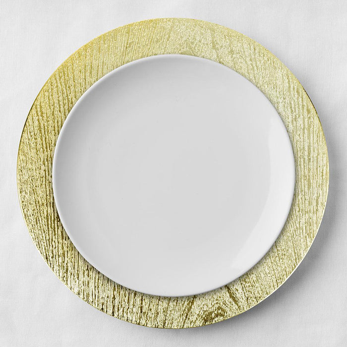 Acrylic Metallic Wood Charger Plates-Set of 4-Koyal Wholesale-Gold-