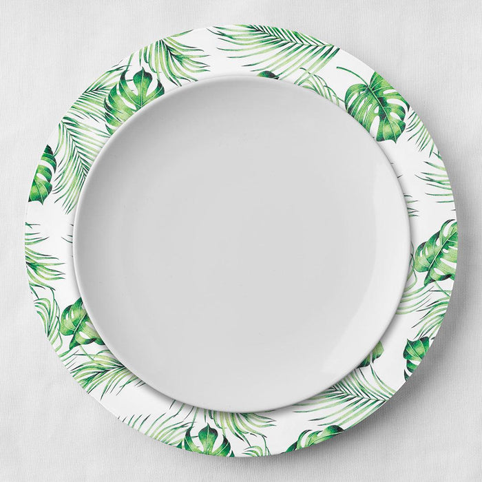 Acrylic Tropical Monstera Palm Charger Plates-Set of 4-Koyal Wholesale-