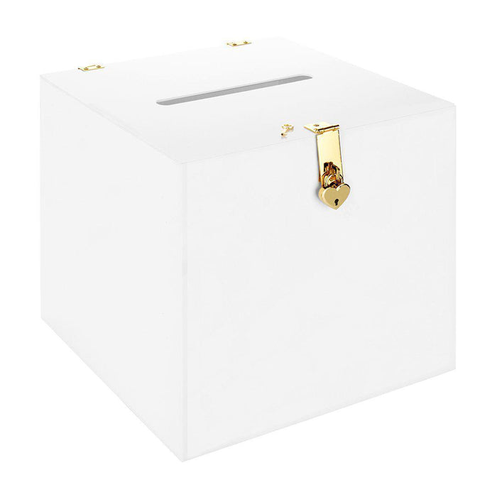 Acrylic Wedding Card Box, Set of 1-Set of 1-Koyal Wholesale-White-