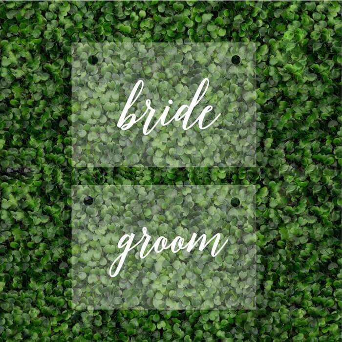 Acrylic Wedding Chair Signs-Set of 2-Andaz Press-Bride Groom-