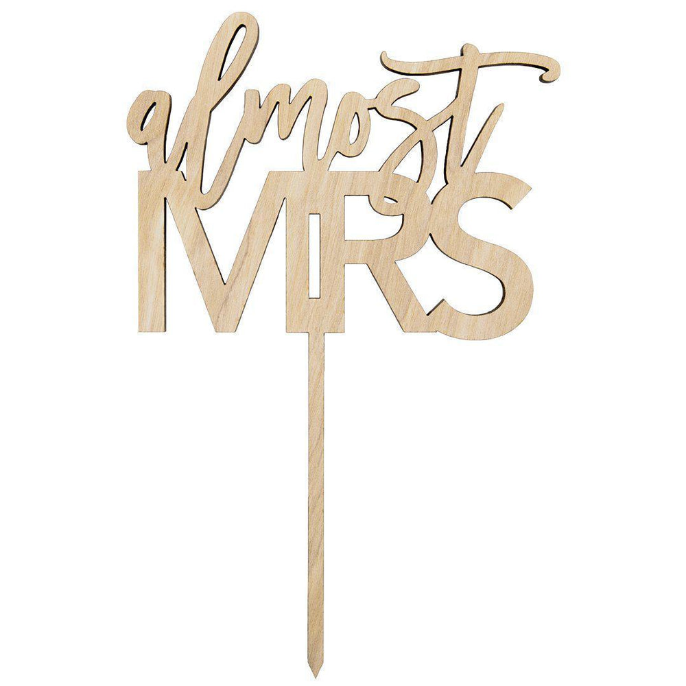 Almost Mrs Laser Cut Wood Cake Topper-Set of 1-Andaz Press-Natural-