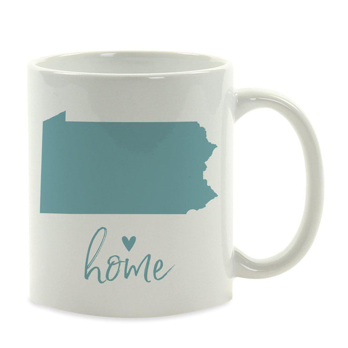Andaz Press 11 oz Aqua US State Home Heart Coffee Mug-Set of 1-Andaz Press-Pennsylvania-