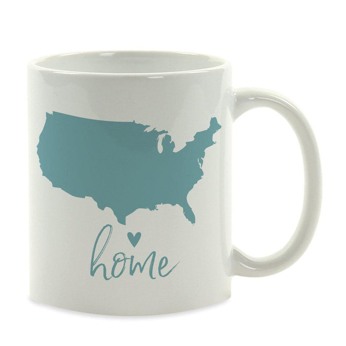 Andaz Press 11 oz Aqua US State Home Heart Coffee Mug-Set of 1-Andaz Press-United States-