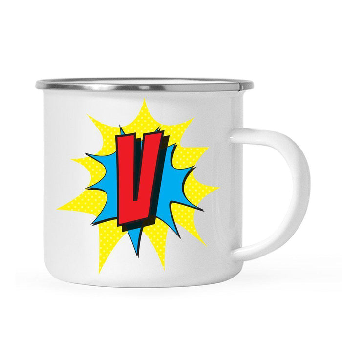 Andaz Press 11 oz Comic Book Superhero Monogram Campfire Coffee Mug-Set of 1-Andaz Press-V-
