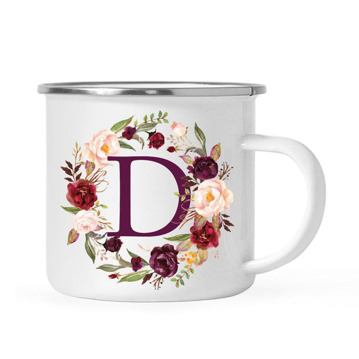 Andaz Press 11 oz Fall Autumn Burgundy Marsala Floral Wreath Monogram Campfire Coffee Mug-Set of 1-Andaz Press-D-