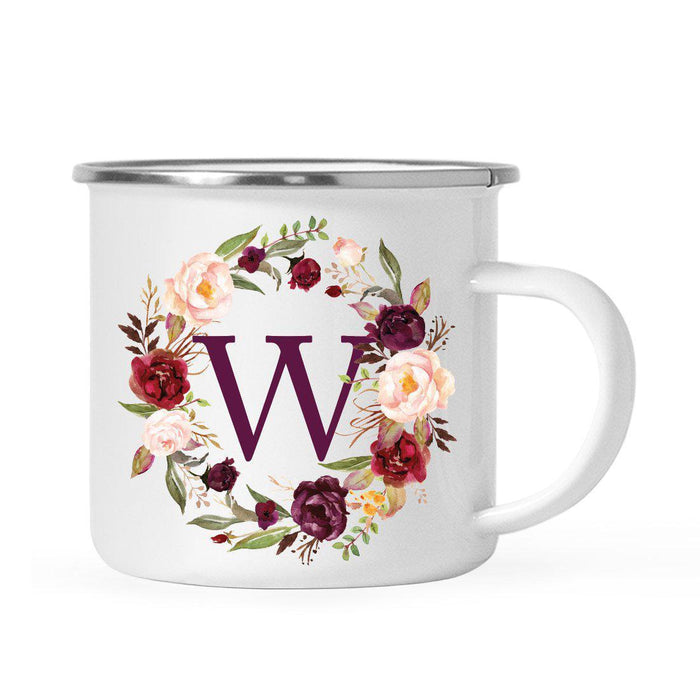 Andaz Press 11 oz Fall Autumn Burgundy Marsala Floral Wreath Monogram Campfire Coffee Mug-Set of 1-Andaz Press-W-