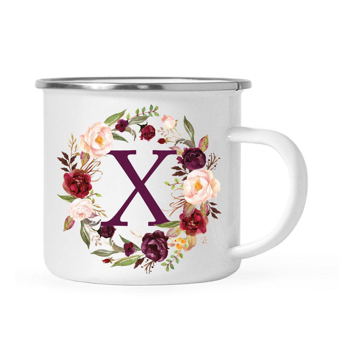 Andaz Press 11 oz Fall Autumn Burgundy Marsala Floral Wreath Monogram Campfire Coffee Mug-Set of 1-Andaz Press-X-