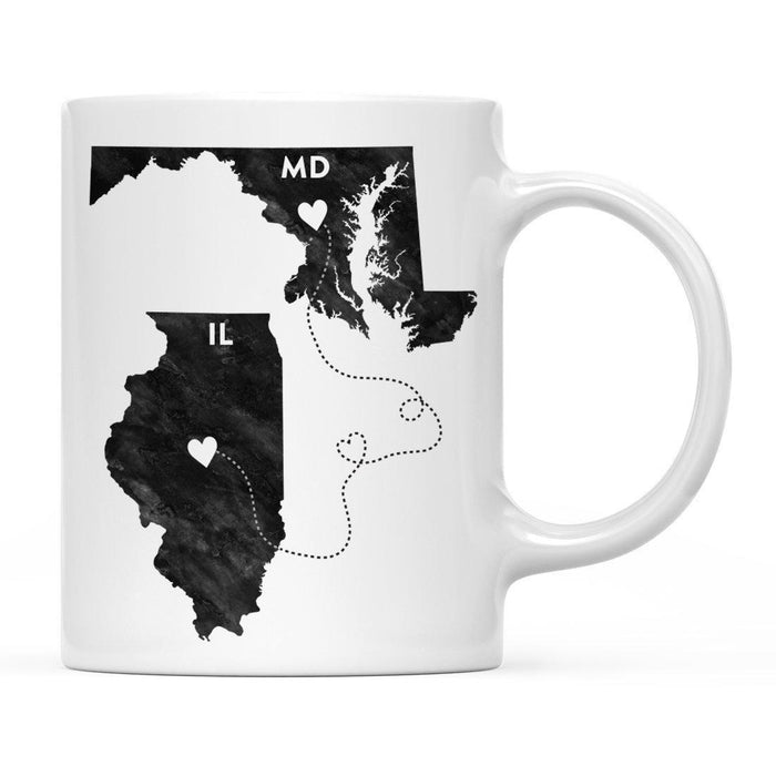 Andaz Press 11oz Black And White Modern Illinois Long Distance Coffee Mug-Set of 1-Andaz Press-Alabama-