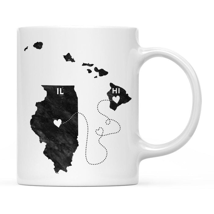 Andaz Press 11oz Black And White Modern Illinois Long Distance Coffee Mug-Set of 1-Andaz Press-Hawaii-