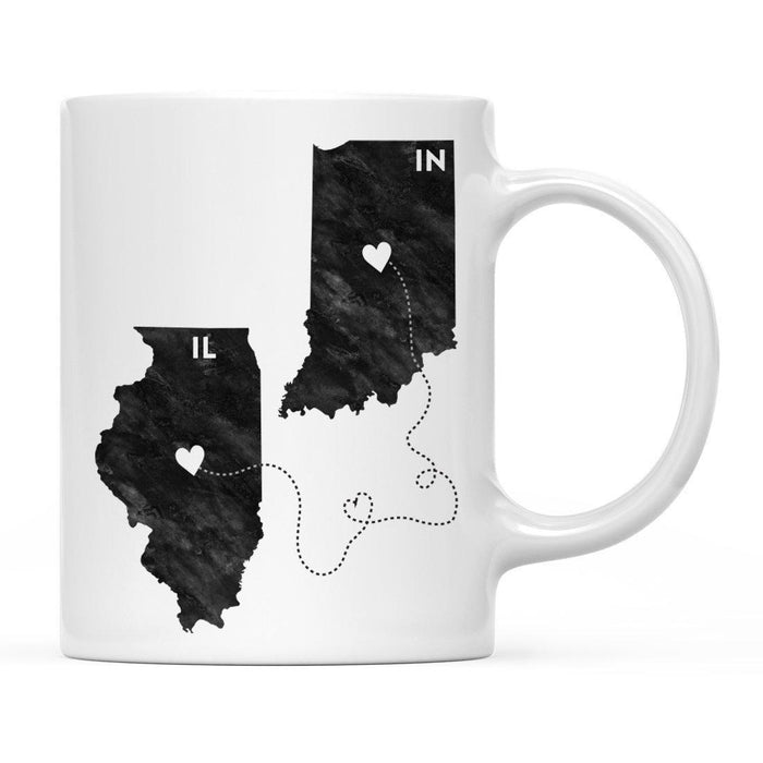Andaz Press 11oz Black And White Modern Illinois Long Distance Coffee Mug-Set of 1-Andaz Press-Indiana-