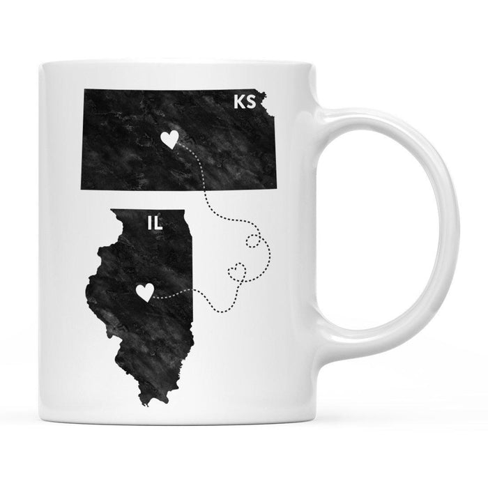 Andaz Press 11oz Black And White Modern Illinois Long Distance Coffee Mug-Set of 1-Andaz Press-Kansas-