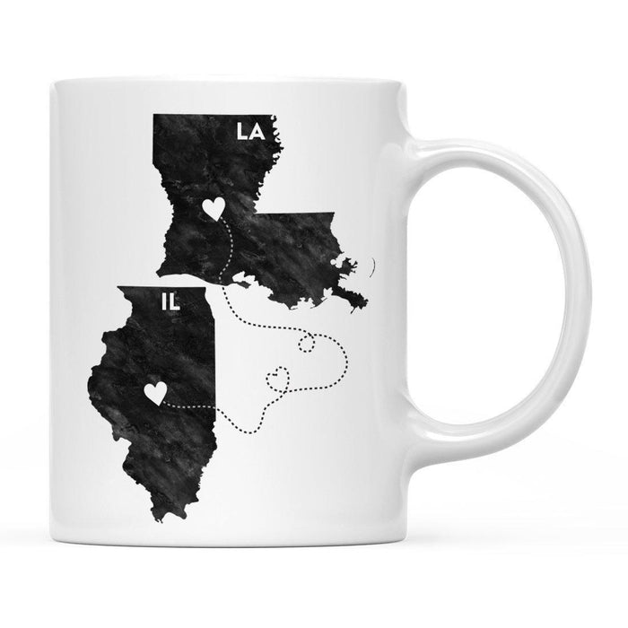 Andaz Press 11oz Black And White Modern Illinois Long Distance Coffee Mug-Set of 1-Andaz Press-Louisiana-