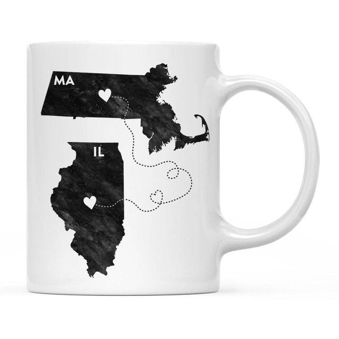 Andaz Press 11oz Black And White Modern Illinois Long Distance Coffee Mug-Set of 1-Andaz Press-Massachusetts-