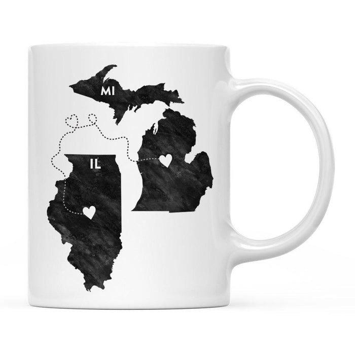 Andaz Press 11oz Black And White Modern Illinois Long Distance Coffee Mug-Set of 1-Andaz Press-Michigan-