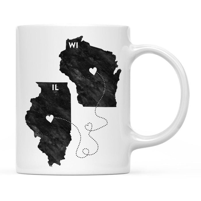 Andaz Press 11oz Black And White Modern Illinois Long Distance Coffee Mug-Set of 1-Andaz Press-Wisconsin-