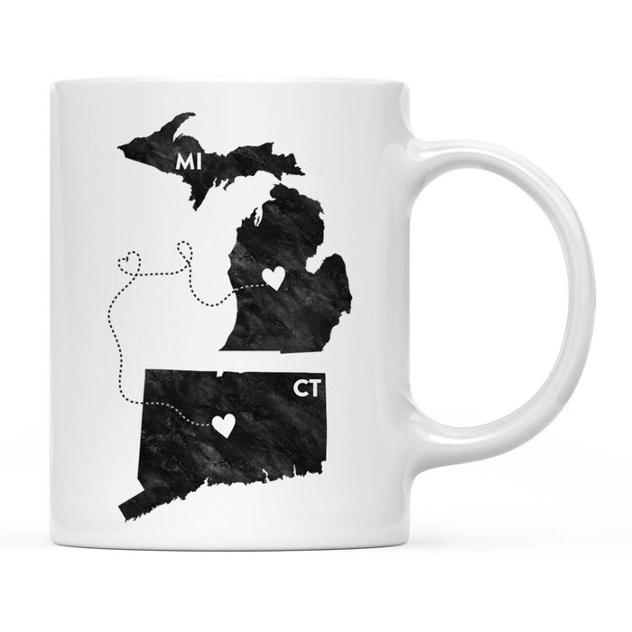 Andaz Press 11oz Black And White Modern Michigan Long Distance Coffee Mug-Set of 1-Andaz Press-Connecticut-