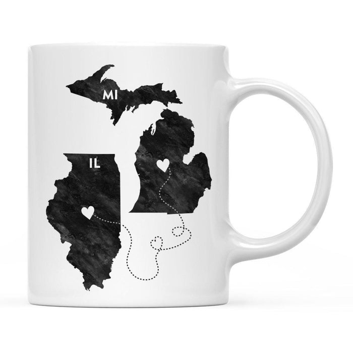 Andaz Press 11oz Black And White Modern Michigan Long Distance Coffee Mug-Set of 1-Andaz Press-Illinois-