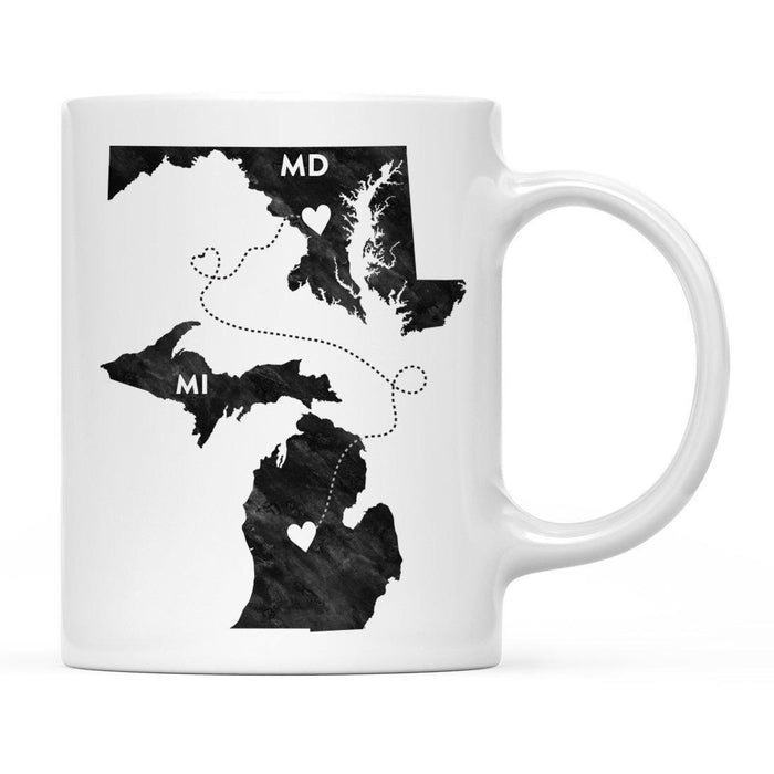 Andaz Press 11oz Black And White Modern Michigan Long Distance Coffee Mug-Set of 1-Andaz Press-Maryland-